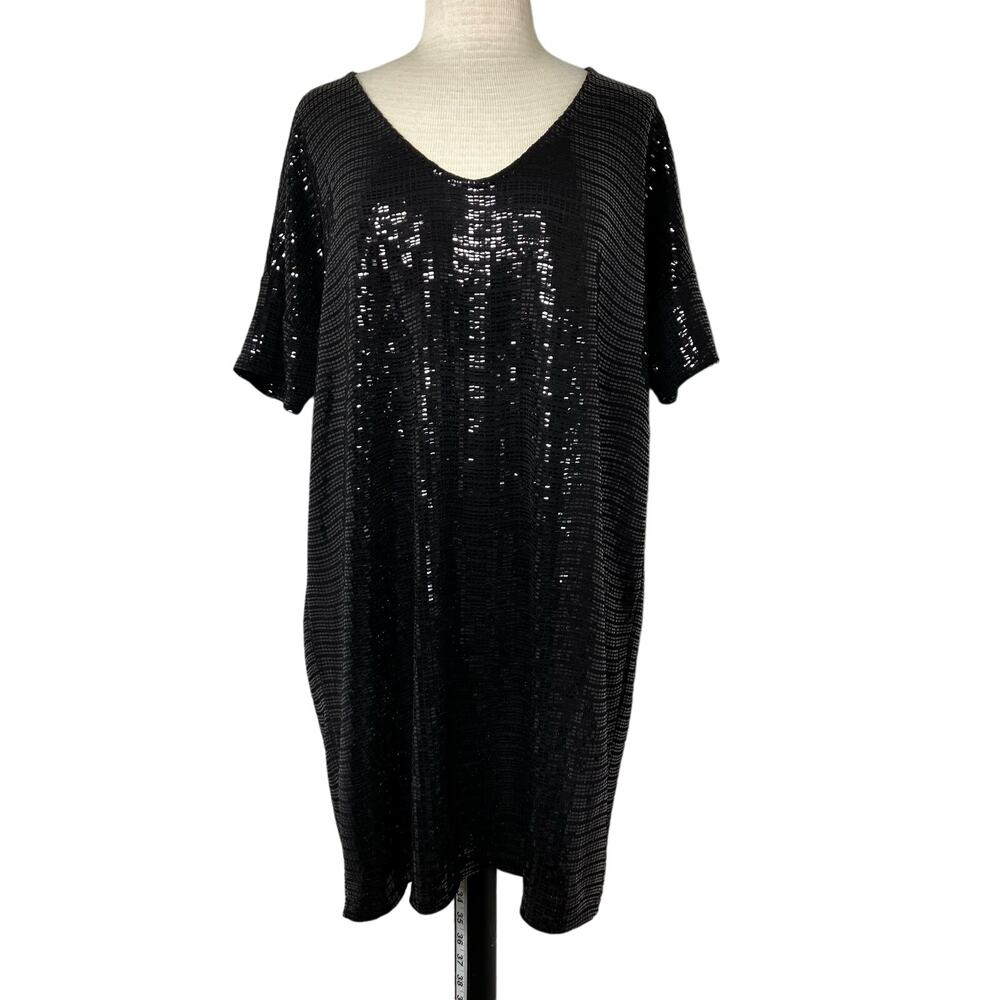 Vintage Cherish Dress Womens Black SZ L Square Sequins Goth Witchy Disco Club